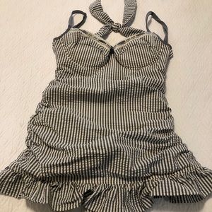 Juicy Couture seersucker gathered swimsuit